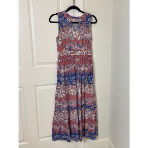 J. McLaughlin Orange & Blue Floral Maxi Dress